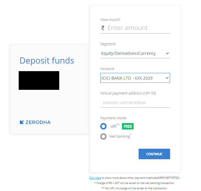Kite Fund Transfer through UPI