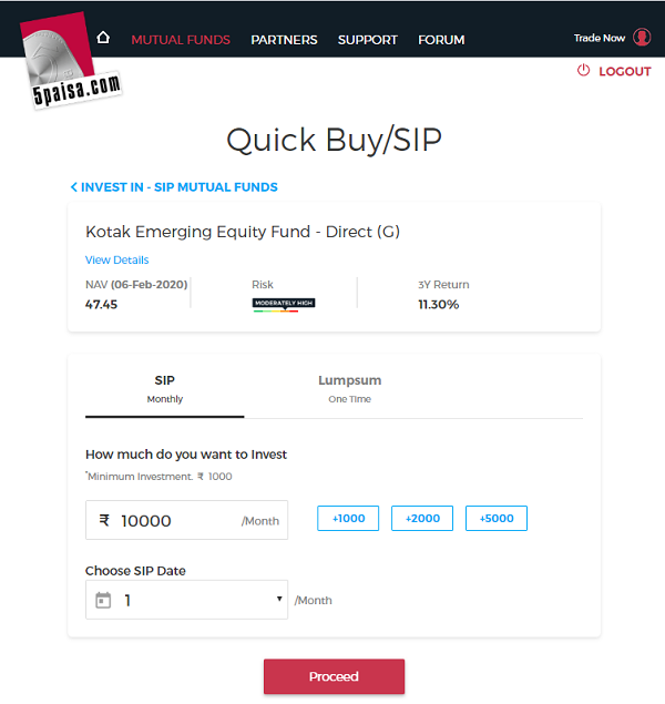 5Paisa SIP Order