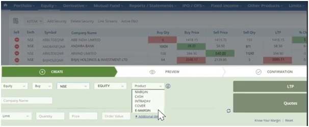 e-margin order hdfc securities website