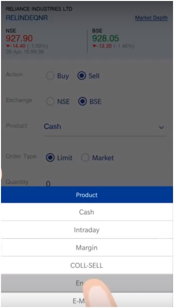 Encash order hdfc securities mobile app