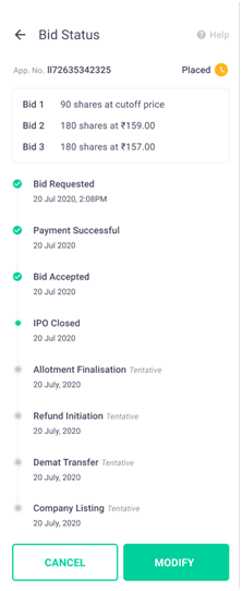 Groww IPO application allotment status