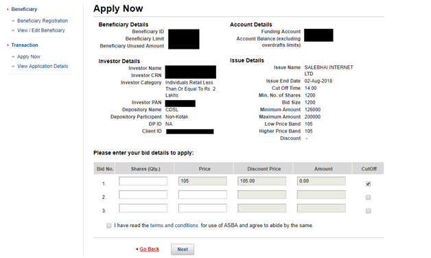 apply IPO online