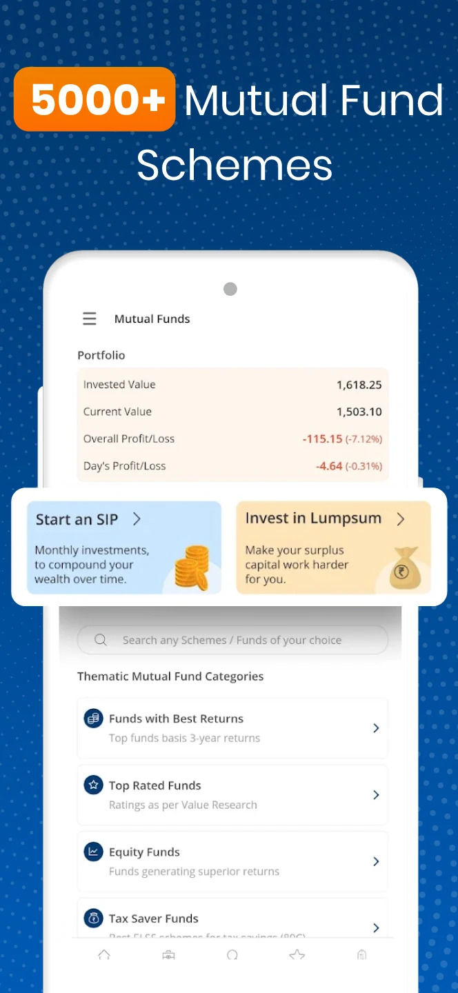 m.Stock App Mutual Fund Dashboard