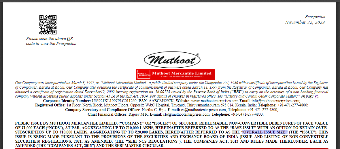 NCD Prospectus Extract