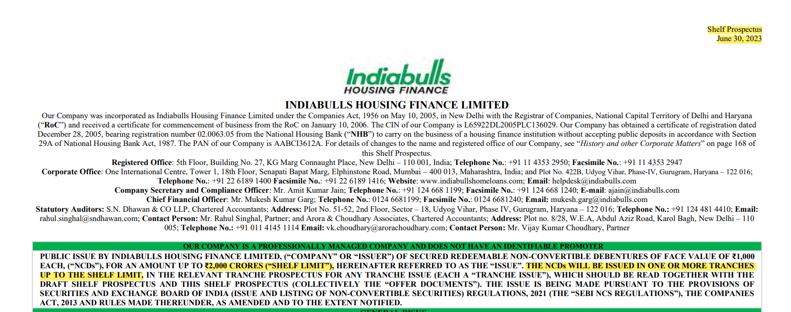 Shelf Prospectus Extract