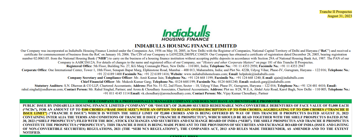 Tranche II Prospectus Extract