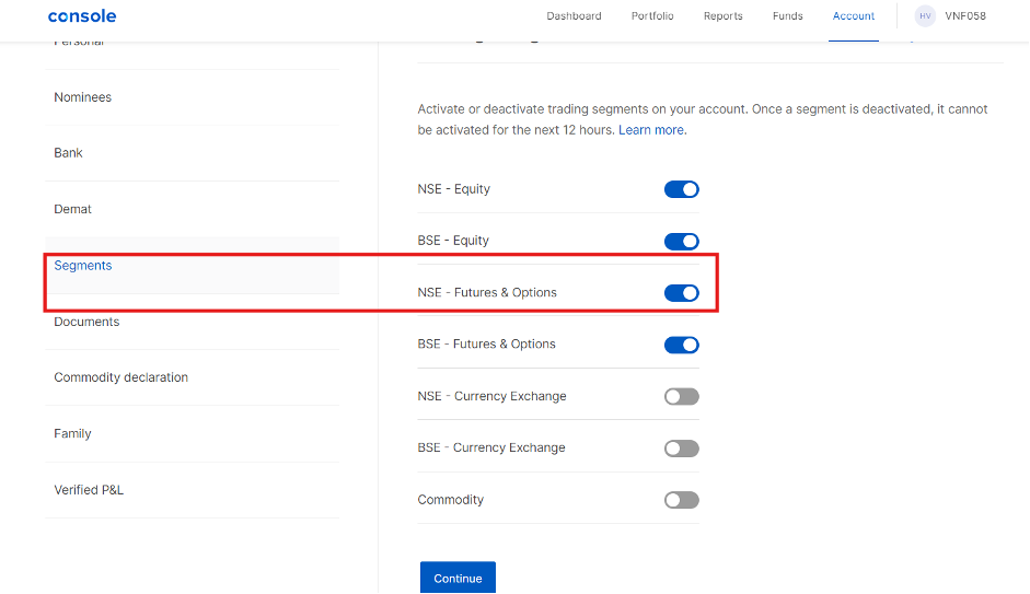 Steps to activate NFO in Zerodha
