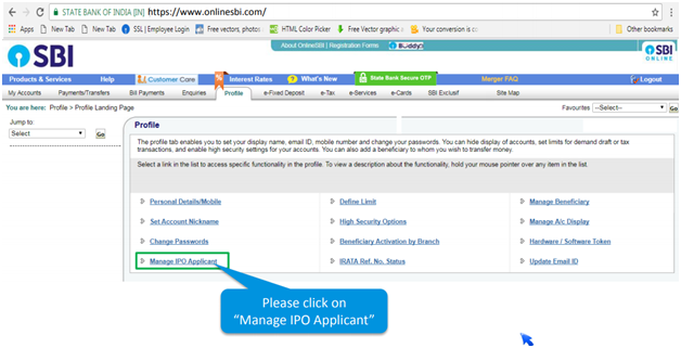 SBI Apply IPO online Demo 2