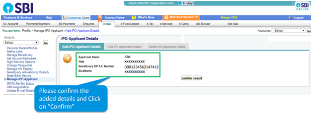 SBI Apply IPO online Demo 4