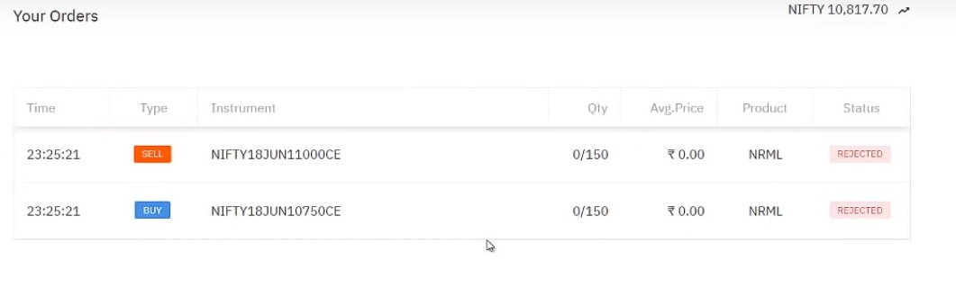 Sensibull Check Order Status